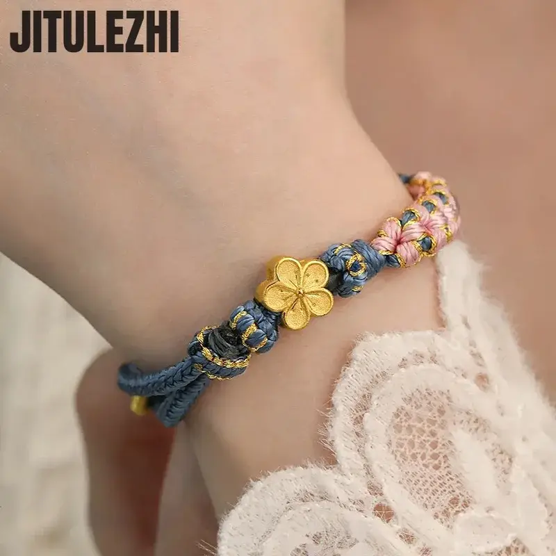 Bracelet fleur, petite fleur, métal doré