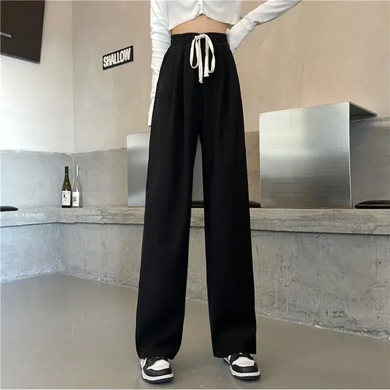 Pantalon large, taille haute, jambe droite