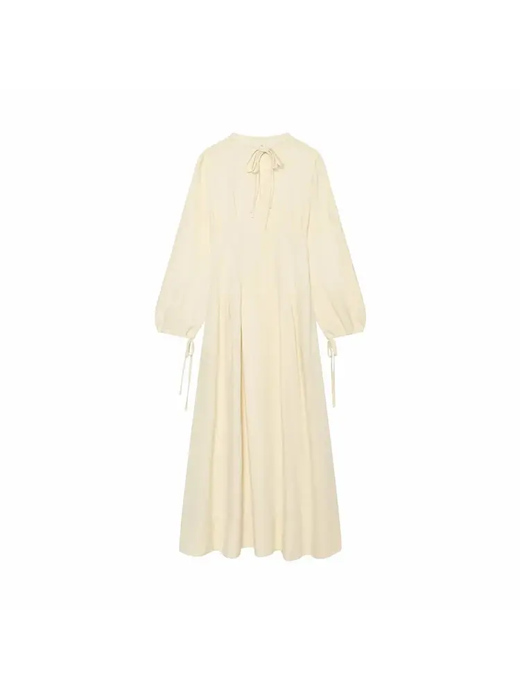 Robe à lien, taille marquée, manches amples